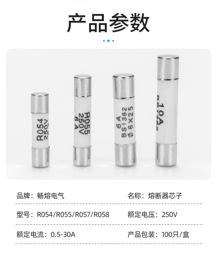 250V陶瓷熔断器保险丝管芯5*20mm.5*25mm 0.1A0.25A3.15A6.3A13A - 图2