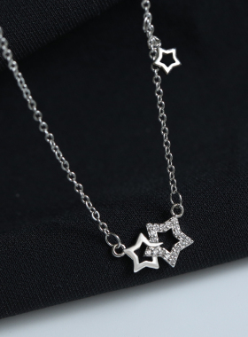 纯银五角星项链女轻奢小众