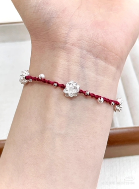 925纯银小莲花珍珠手链女2024年新款轻奢小众高级感手绳闺蜜礼物