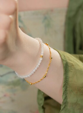 新疆和田玉羊脂白玉手串女小米珠