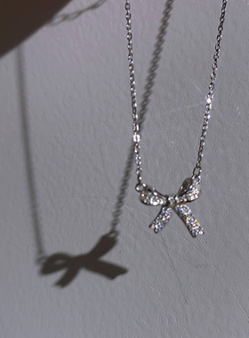 蝴蝶结项链女小众设计高级纯银