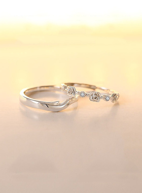 小王子与玫瑰花情侣款戒指女男一对高级设计感情侣对戒情人节礼物