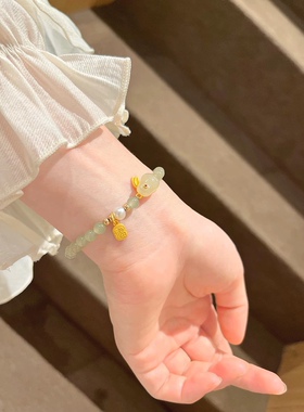 和田玉生肖兔手链女本命年转运珠