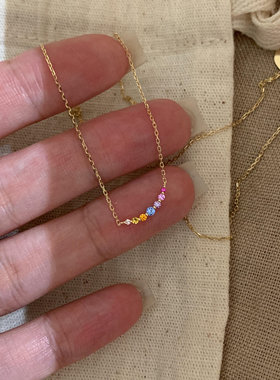 mini彩色锆石微笑项链女款轻奢小众精致日常百搭多巴胺夏日锁骨链