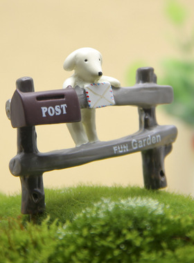 卡通创意立体树脂小狗信封园艺多肉花插插件居家装饰