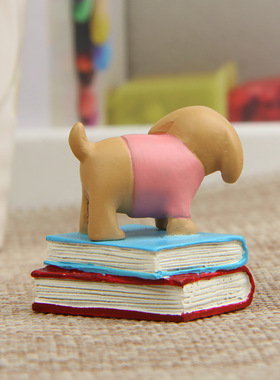 卡通创意立体树脂小狗站书本园艺园艺多肉花插插件居家装饰