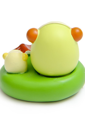 卡通创意立体树脂精灵生物河童泳圈上看书小虫花插插件居家装饰