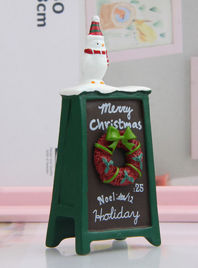 卡通创意立体树脂圣诞雪人广告牌园艺多肉花插插件居家装饰