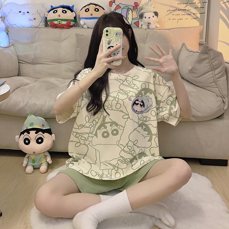 怡情猫睡衣女夏季新款纯棉短袖休闲可外穿学生大码薄款家居服套装_怡情猫睡衣家居服直销_女士内衣/男士内衣/家居服-第2张图片-提都小院
