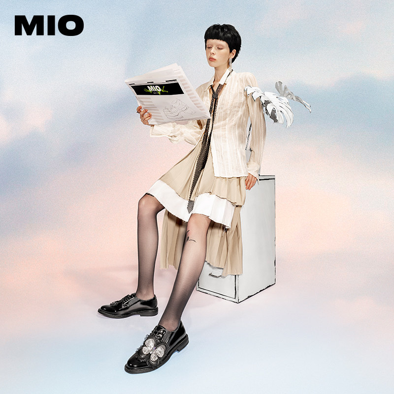 MIO米奥豆豆鞋英伦风系带牛津鞋新潮国风闪钻单鞋蝴蝶结星光鞋女,淘宝优惠券,粉丝福利购,淘宝优惠卷