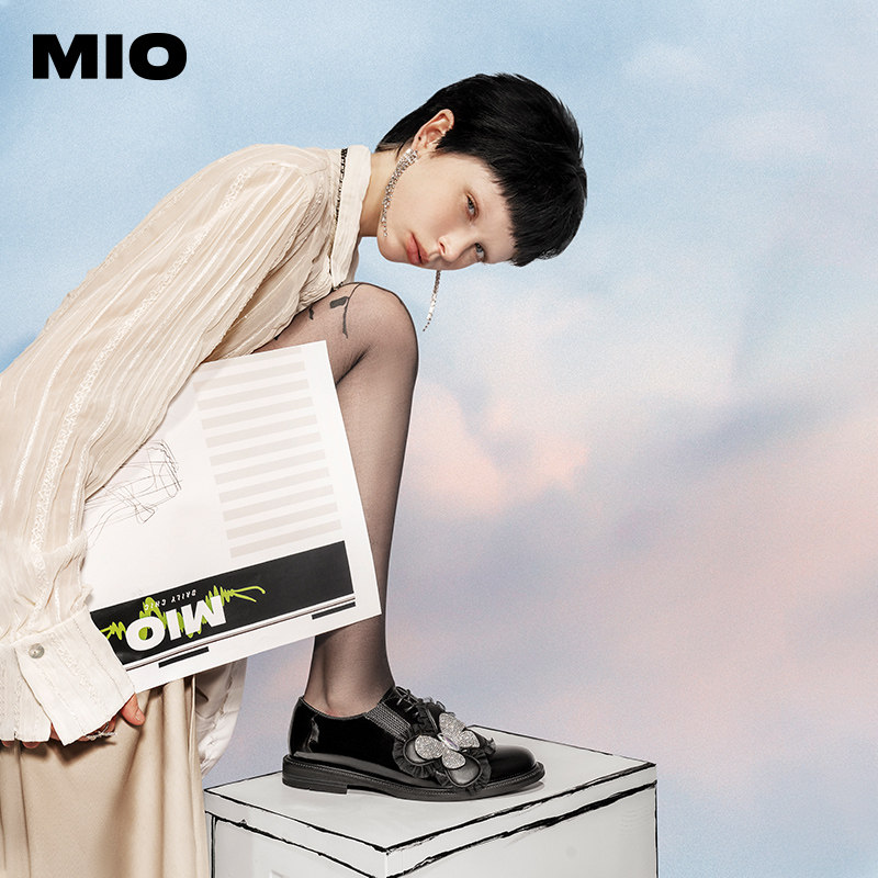 MIO米奥豆豆鞋英伦风系带牛津鞋新潮国风闪钻单鞋蝴蝶结星光鞋女,淘宝优惠券,粉丝福利购,淘宝优惠卷