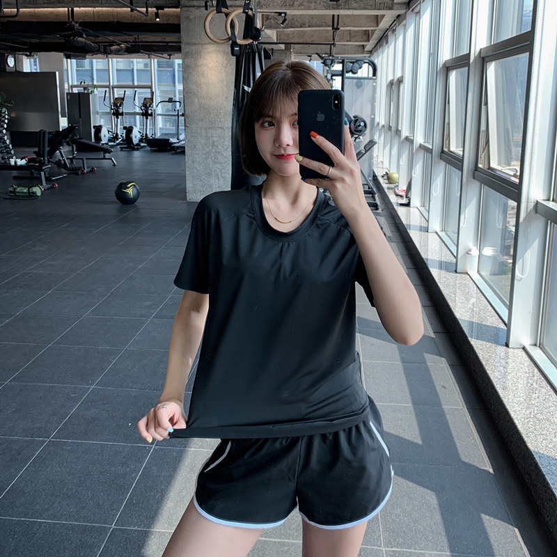跑步透气速干衣运动T恤女短袖罩衫网红健身服宽松显瘦瑜伽服上衣_虎窝淘