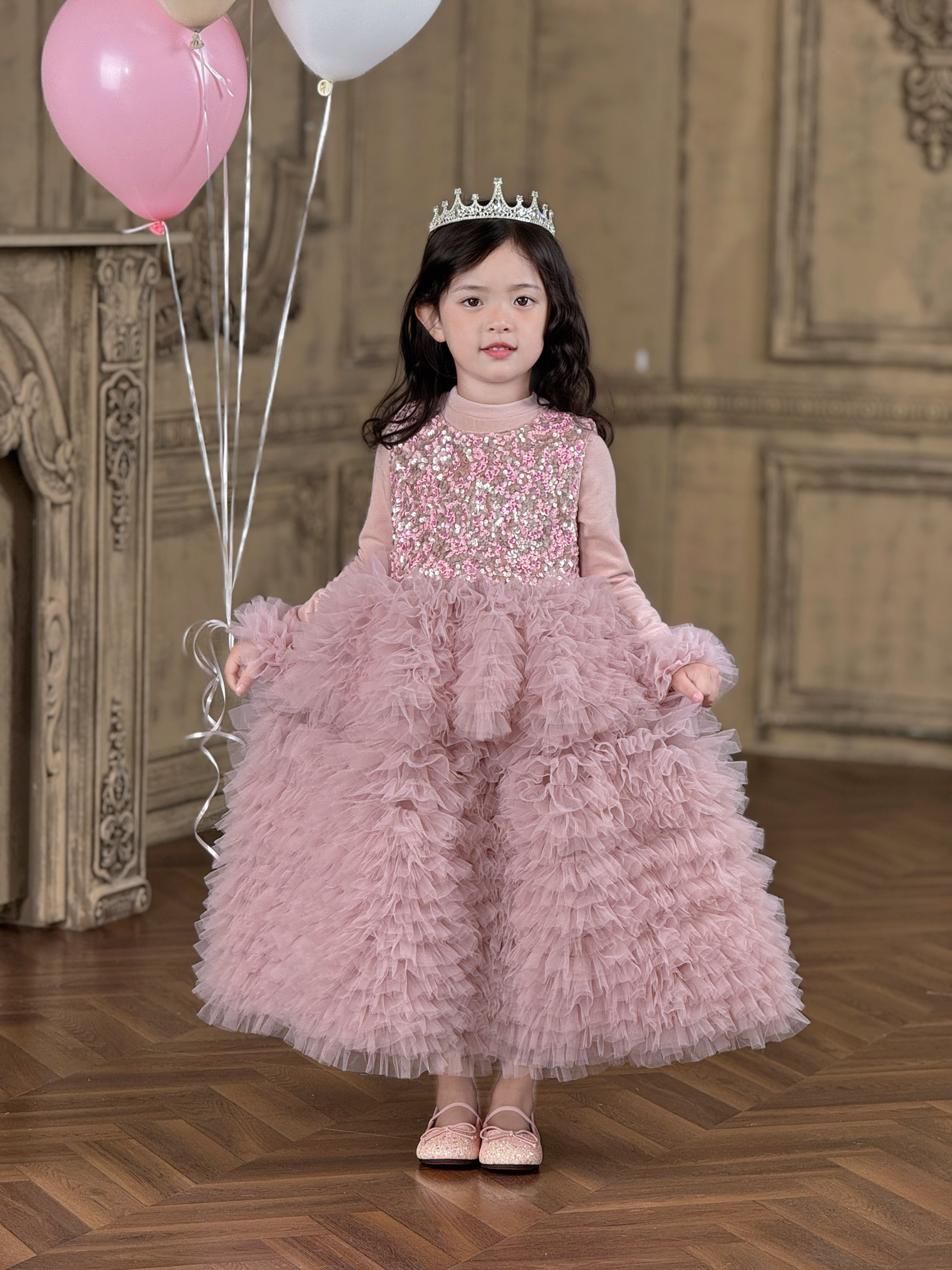 Domikids女童连衣裙2025新款儿童生日粉色蓬蓬裙小女孩礼服公主裙,淘宝优惠券,粉丝福利购,淘宝优惠卷