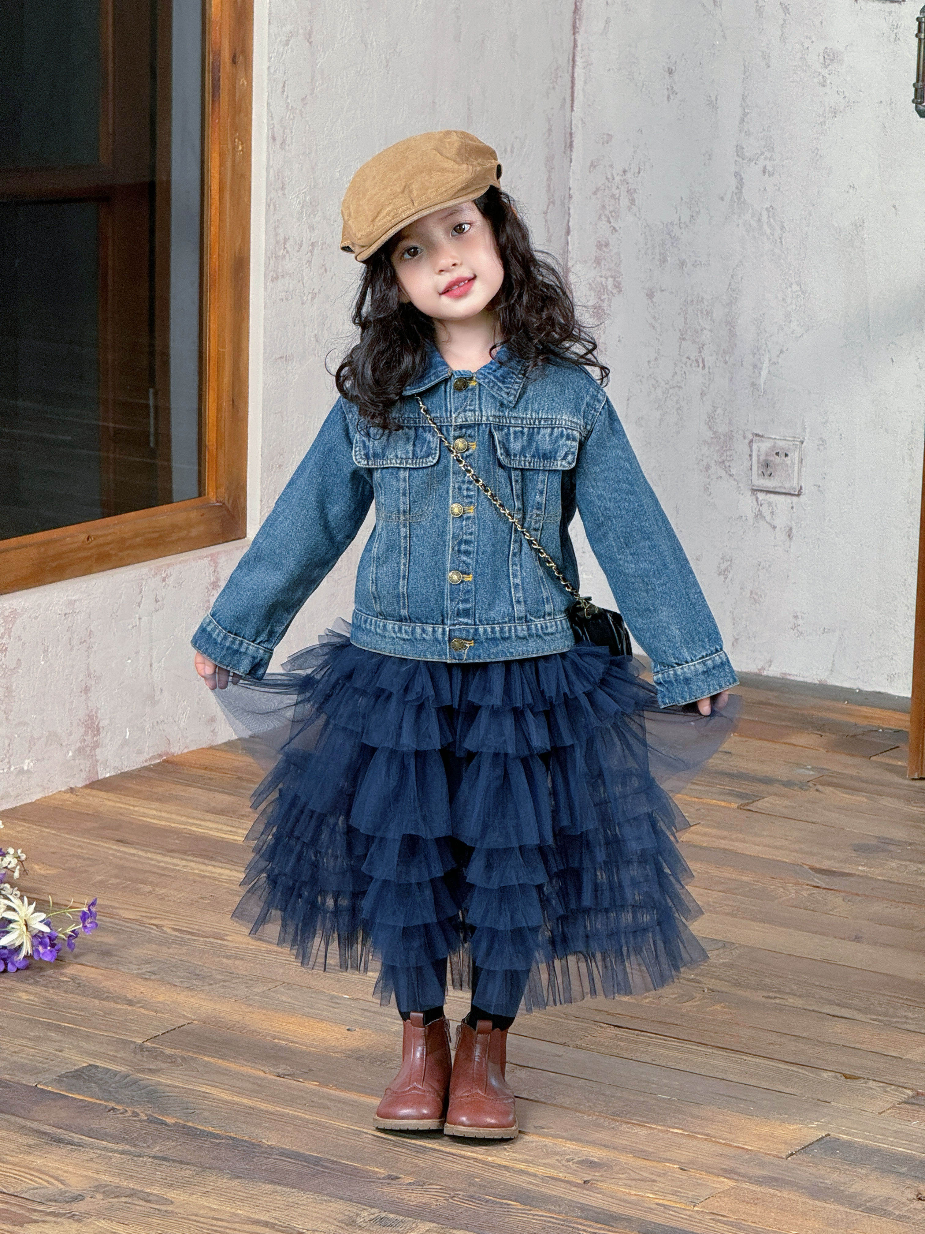 Domikids女童牛仔衣2025秋季新款儿童洋气时髦外套半身纱裙两件套,淘宝优惠券,粉丝福利购,淘宝优惠卷