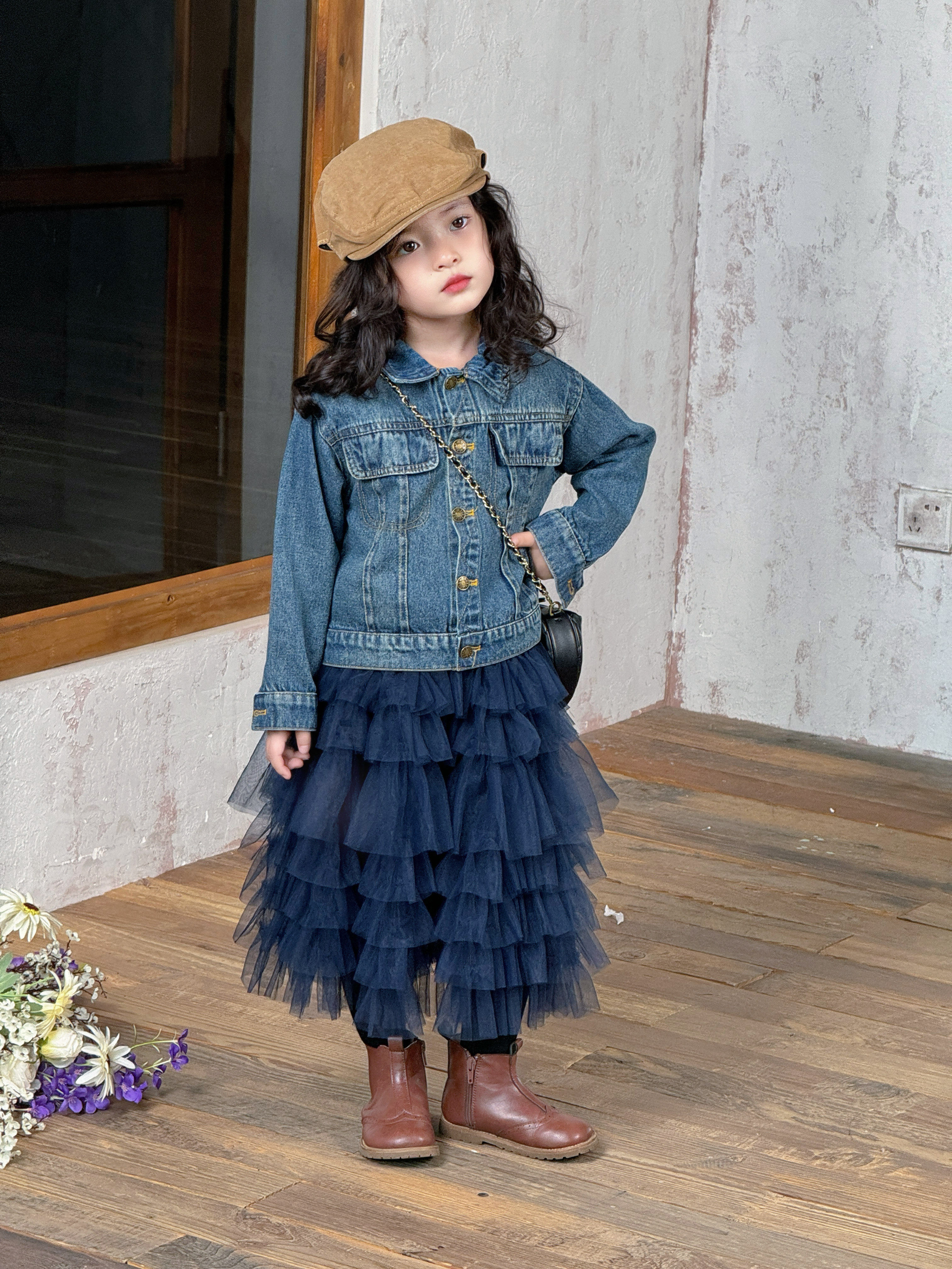 Domikids女童牛仔衣2025秋季新款儿童洋气时髦外套半身纱裙两件套,淘宝优惠券,粉丝福利购,淘宝优惠卷