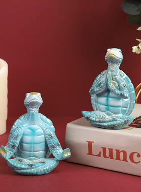 跨境打坐海龟创意摆件冥想乌龟龟坐禅树脂工艺品仿真动物雕像摆件