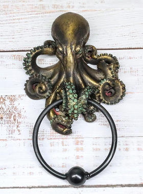 跨境新款万圣节礼品装饰品克苏鲁章鱼骷髅门环家居挂饰树脂工艺品