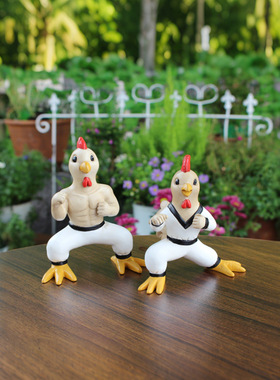 格斗鸡树脂摆件创意家居装饰品