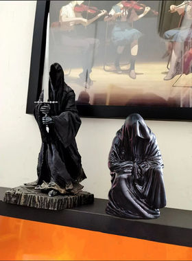 跨境幽灵巫师死神袍桌面创意树脂雕塑摆件复古小众古怪派对礼品