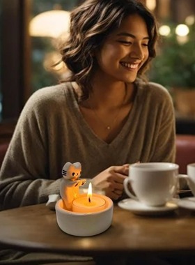 跨境Cartoon Kitten Candle Holder卡通小猫蜡烛台装饰品家居摆件