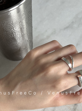 925纯银简约异形加粗戒指