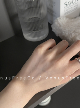 925纯银简约韩国竖纹戒指