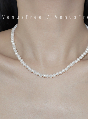 万搭2条选韩国925纯银珍珠带扣正反两戴短项链/爱心精致细锁骨链