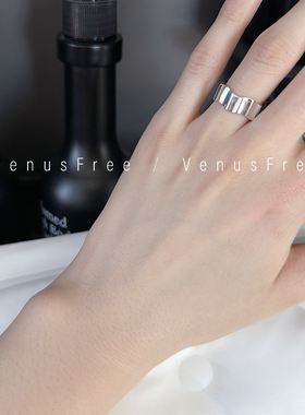 925纯银质感小号光亮面尾戒关节开口不规则波浪设计感戒指环简约