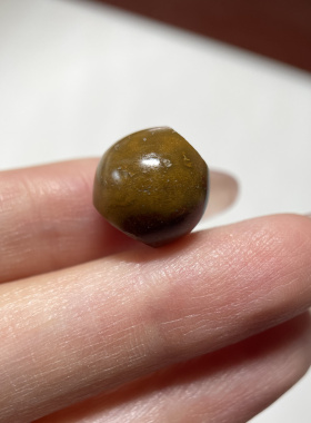 中原战国红老红缟玛瑙平头单珠13mm 念珠手串多宝配珠配饰古珠353