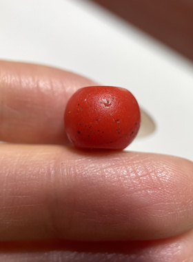 西藏老雪巴红琉璃桶珠11mm 多宝星月紫檀念珠佛珠配珠配饰老珠572