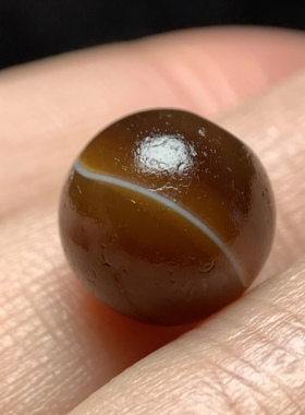 百年糖色缠丝满风化一线老药师玛瑙玉髓珠9.8mm 配珠配饰单珠1868