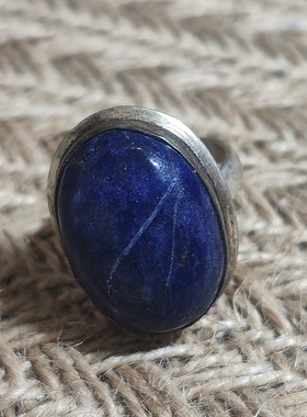 谜篱精品民族风尼泊尔手工镶嵌天然青金石戒指环