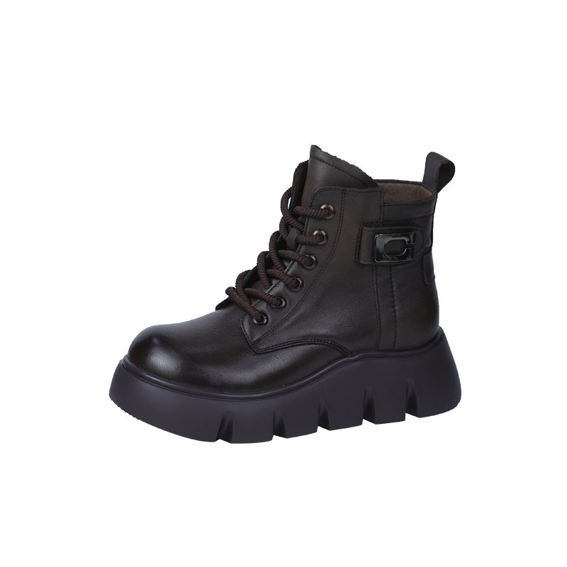 真皮松糕厚底马丁靴女秋冬新款软面羊毛保暖棉靴轻便舒适加绒短靴,淘宝优惠券,粉丝福利购,淘宝优惠卷