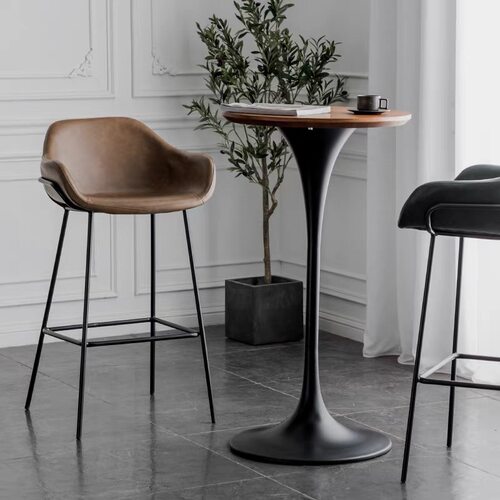 北欧高吧台酒吧桌子圆形高脚桌鸡尾酒会桌休闲家用阳台岩板吧桌 - 图2