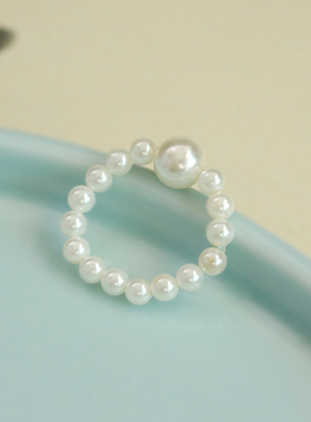 珍巧阁原创中式饰品白贝珠戒指