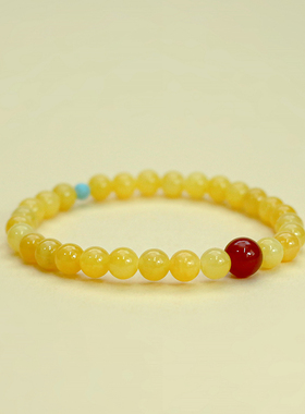 天然黄玉红玛瑙蓝松石黄色手串手链轻奢小众高级感新中式6mm手链