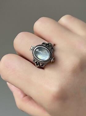 老货 复刻 小红书同款 欧洲复古 海蓝宝 可打开宝盒戒指