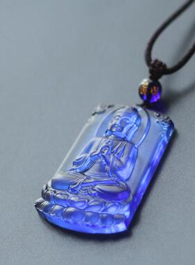 大日如来吊坠琉璃随身佛像吊坠蓝色属羊属猴生肖守护神本命佛项链