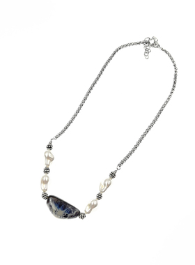 不规则纹理石料巴洛克仿珍珠项链