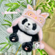 正版三星堆联名青铜神兽熊猫公仔花花毛绒玩具成都基地纪念品儿童