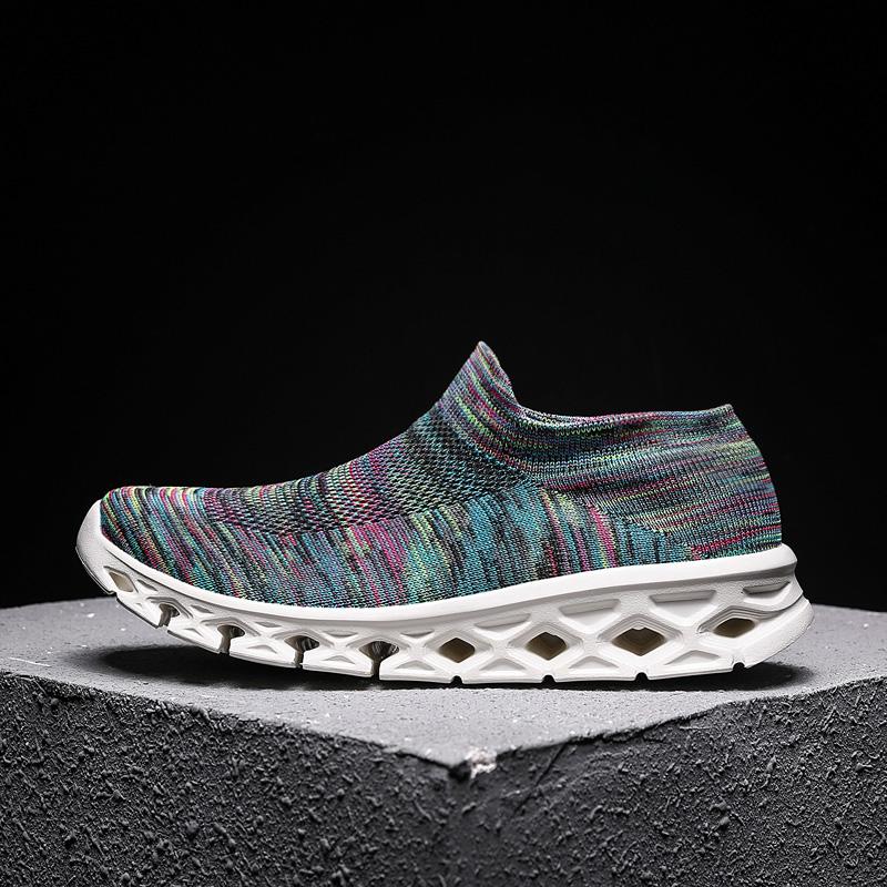 轻便软底套脚一脚蹬男女鞋四季款爸爸鞋中老年运动鞋晨练鞋健步鞋 - 图0