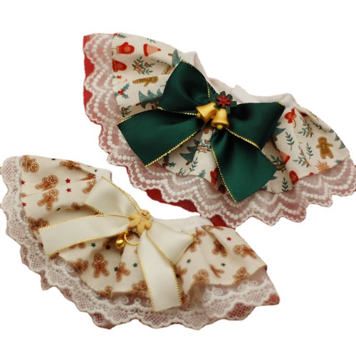 Рождественский слюнявчик, кружевной колокольчик, чокер, красный шарф, нагрудник, кот, домашний питомец