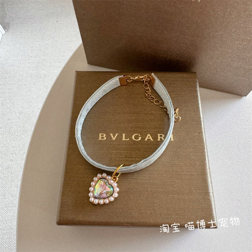 宠物可调节吊坠蝴蝶结项圈泰迪比熊可爱领结猫咪狗狗爱心围嘴项链 - 图1