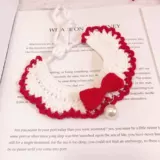 Плетеный чокер, шарф, клубника с бантиком, шерстяное ожерелье, кружевной нагрудник, кот