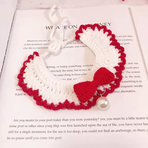 Плетеный чокер, шарф, клубника с бантиком, шерстяное ожерелье, кружевной нагрудник, кот