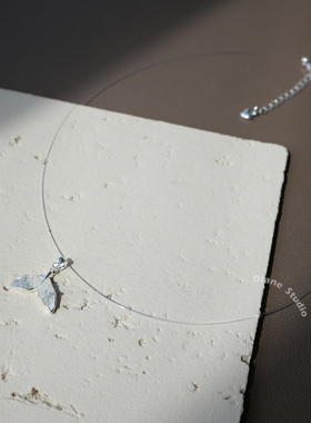 白蓝色水晶美人鱼尾巴鱼线项链女