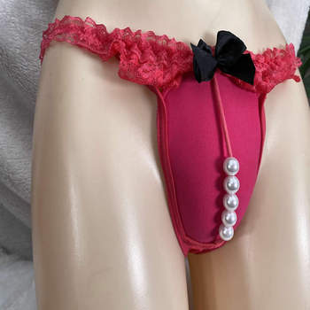 Bi Mei Pearl front bow sexy underwear CD cross-dressing JJ pants shaped crotch protection underwear hidden JJ