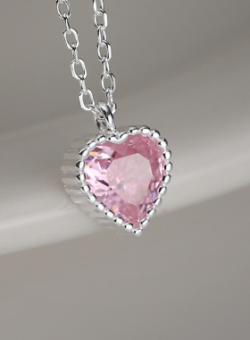 s925通体纯银爱心锆石锁骨链