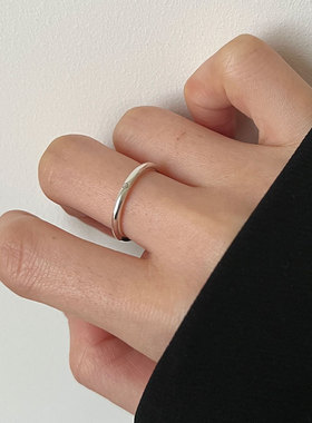 s925通体纯银可爱笑脸戒指女