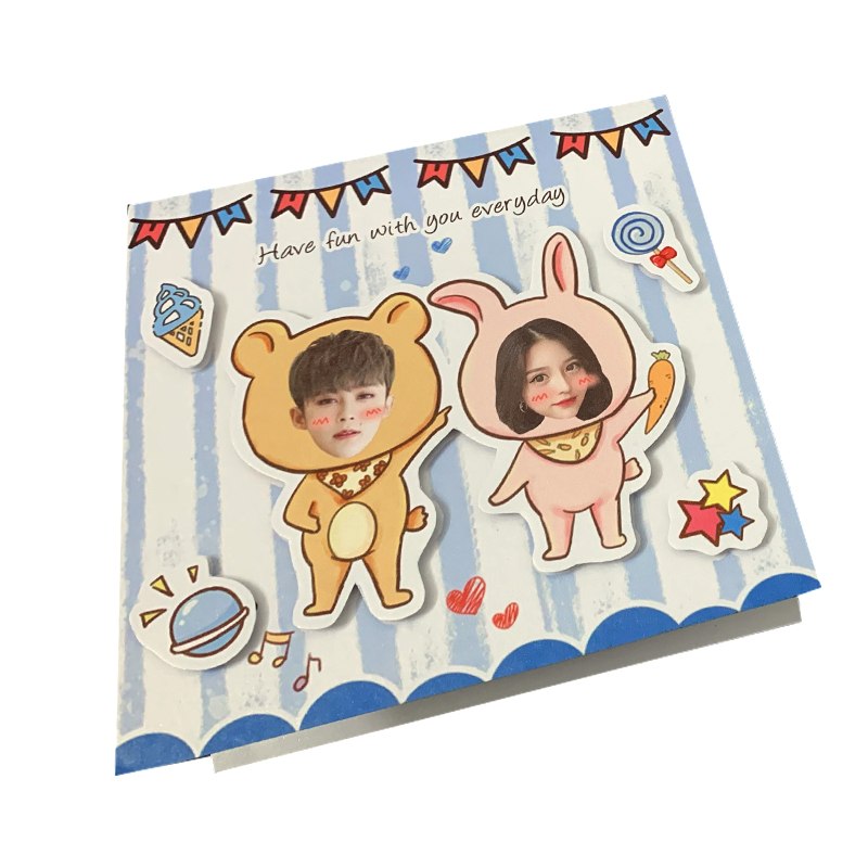 DIY custom three-dimensional birthday greeting cards, couple besties, Christmas anniversary, family portrait, postcard photo frame